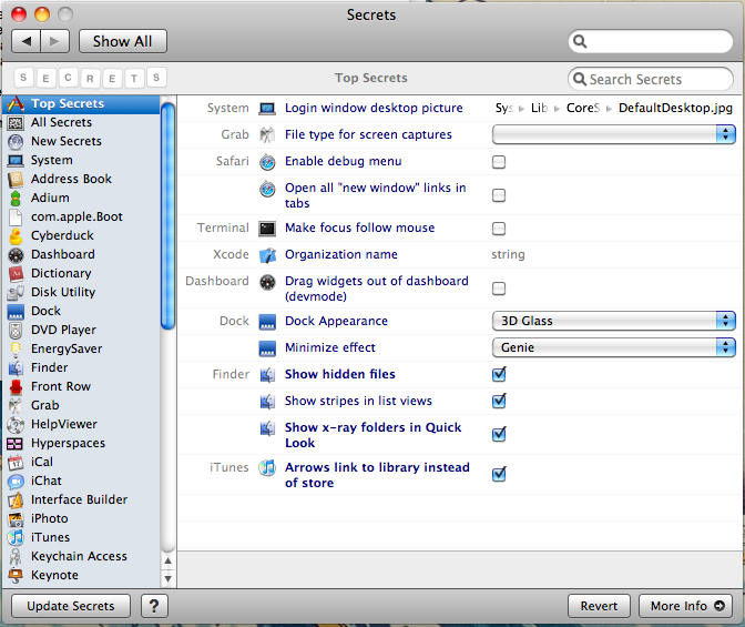 Secrets Preference Pane