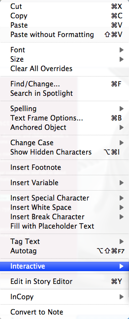 InDesign Menu