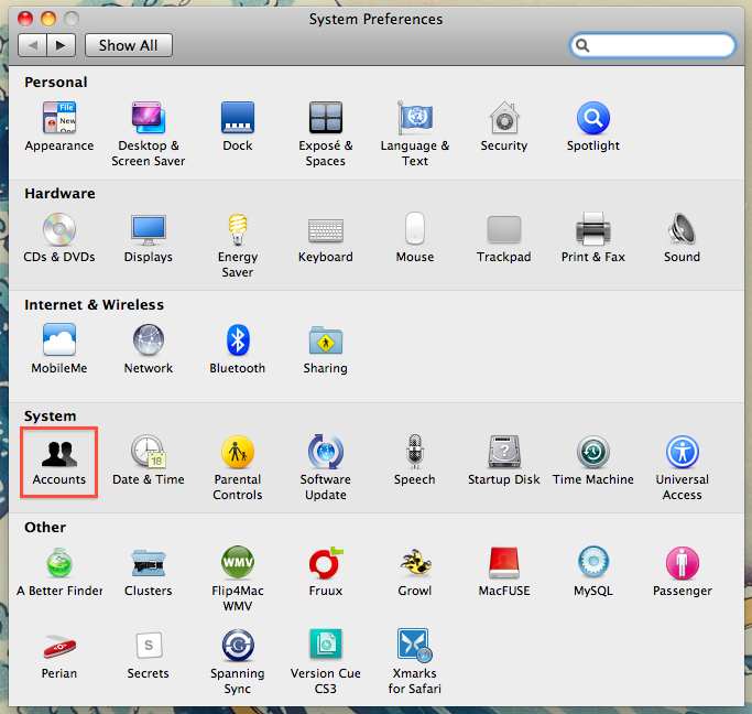 Accounts Preference Pane Accounts Preference Pane