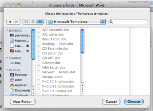 Select Workgroup File Word 2008